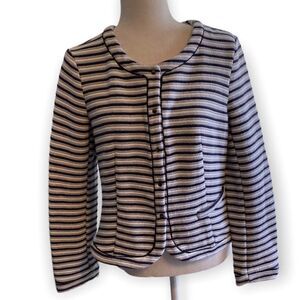 Isani for Target Black Gray Striped Knit Blend Cardigan Sweater SZ M
